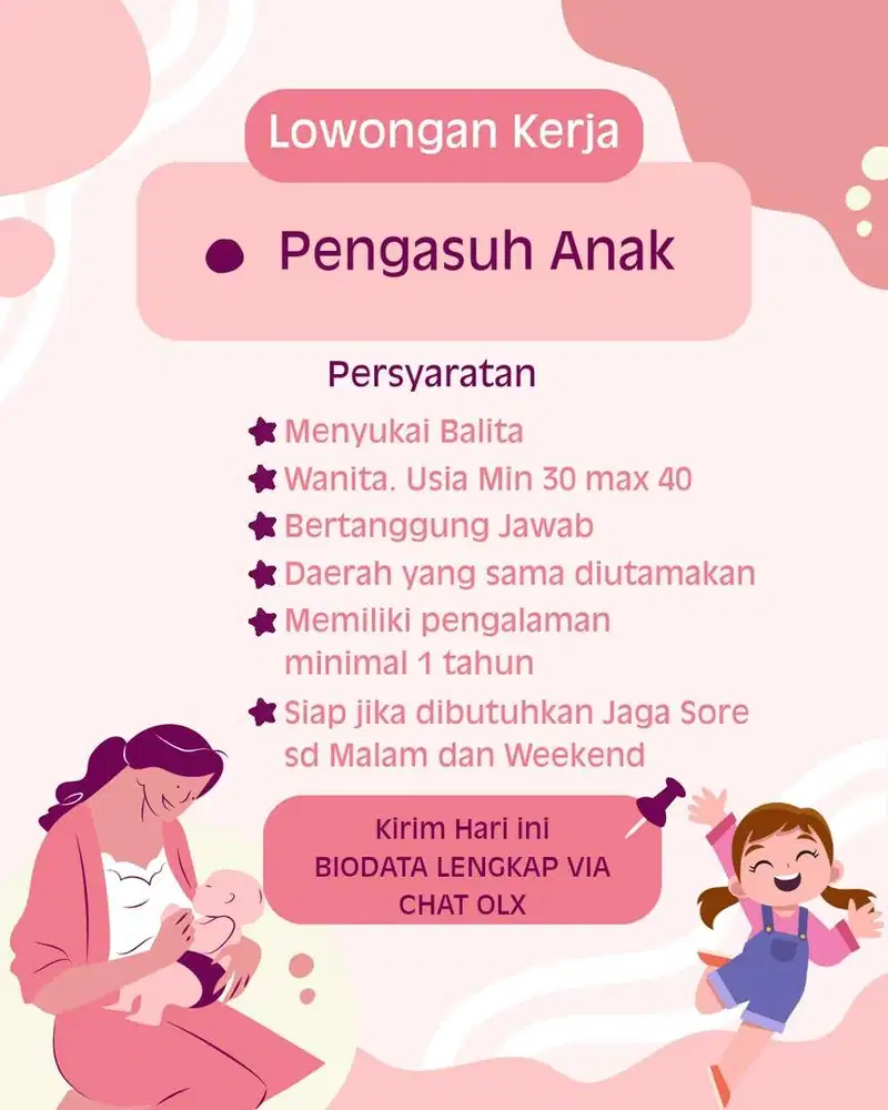 Lowongan ART/ Pengasuh Anak /Baby Sitter PP