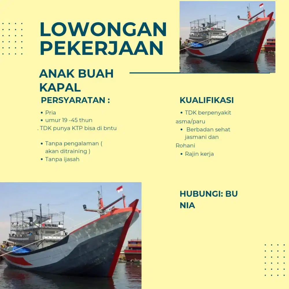 Loker ABK kapal (Kudus kota) Nia