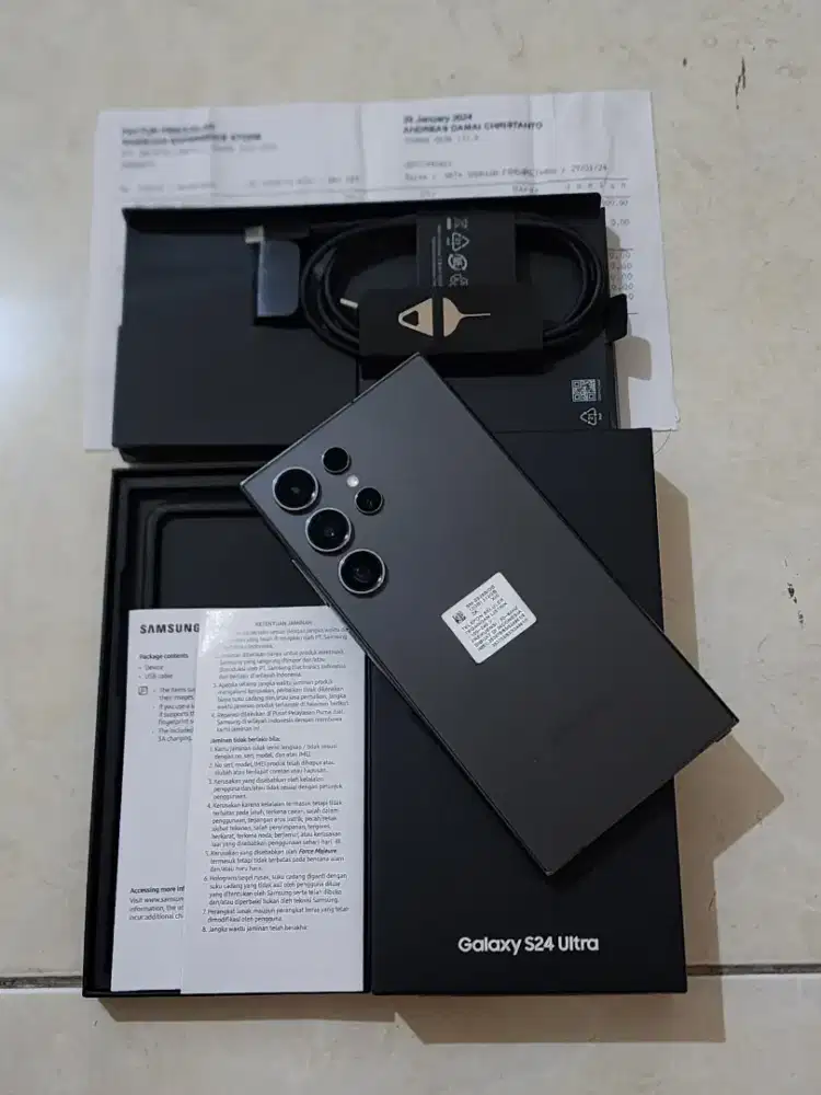 Samsung S24 Ultra 5G 12/512Gb, warna Black SEIN, 99% Mulus & garansi