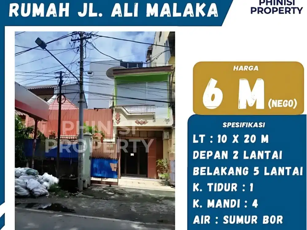 DIJUAL RUMAH 5 LANTAI DI JALAN ALI MALAKA