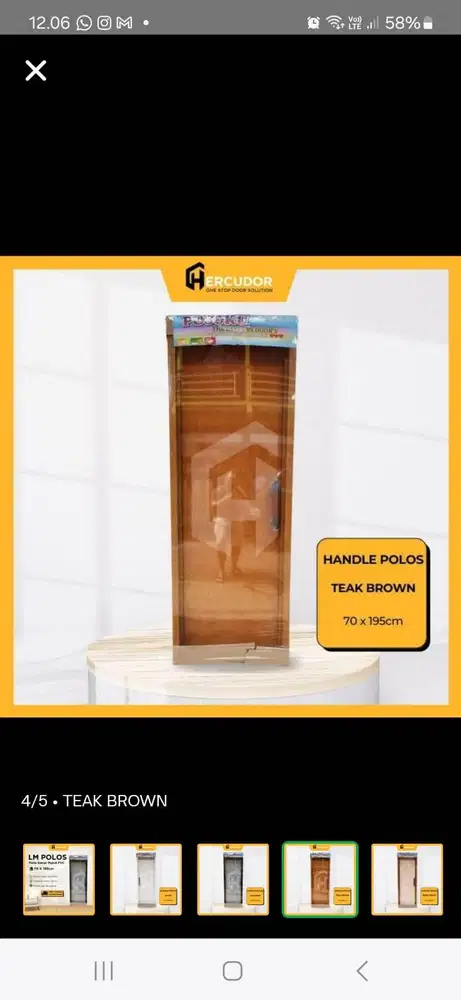 PINTU PVC UKURAN 80X200 warna coklat