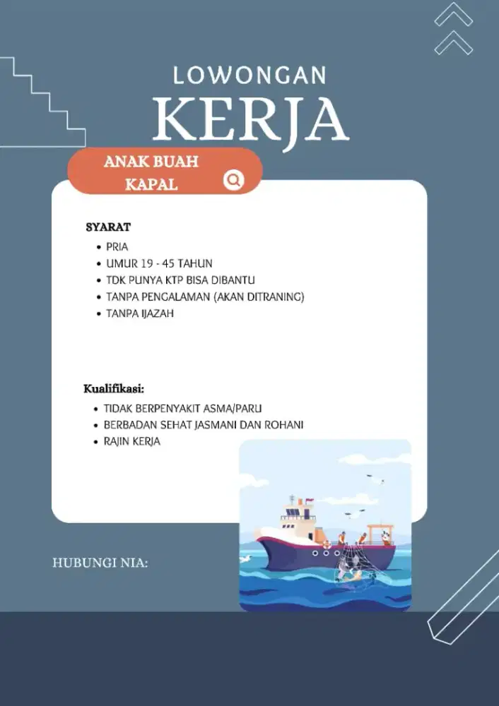 Loker ABK kapal (Pemalang) Nia