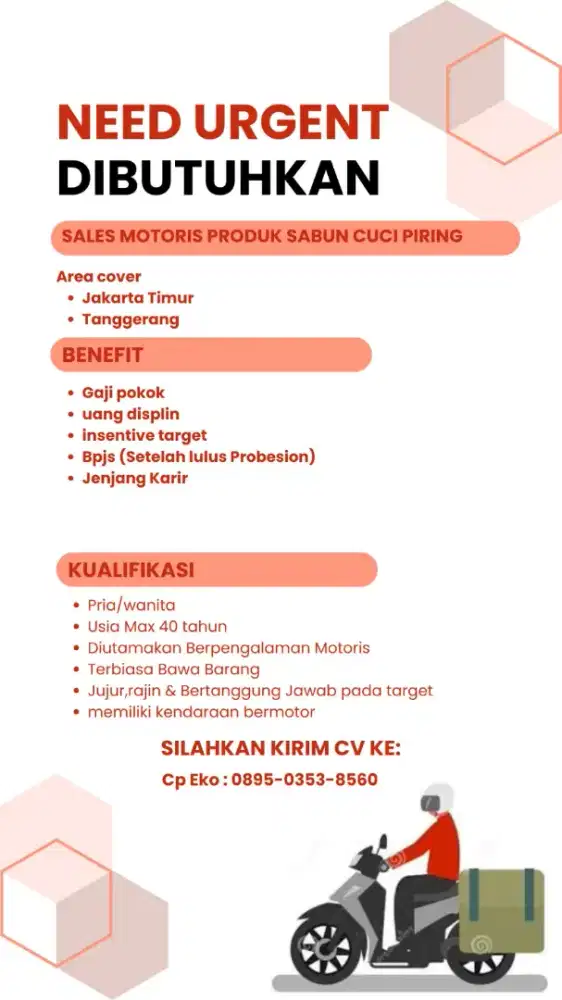 Sales Motoris Produk sabun cuci piring