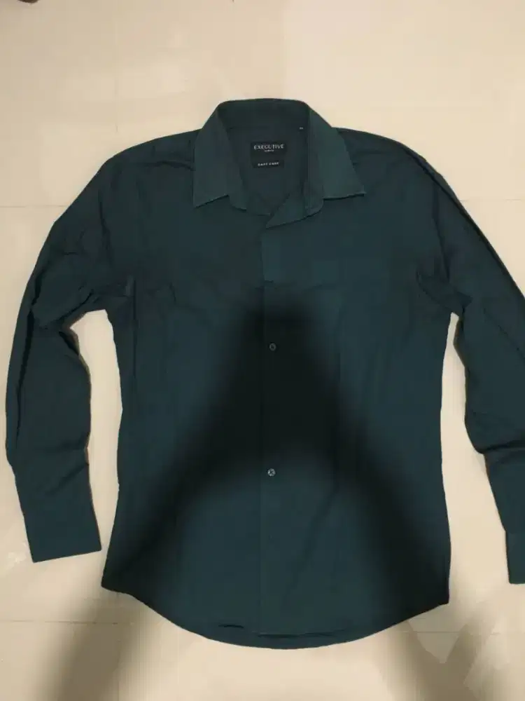 Kemeja - Executive Easy Care Slim Fit Long Sleeve Basic Shirt Olive