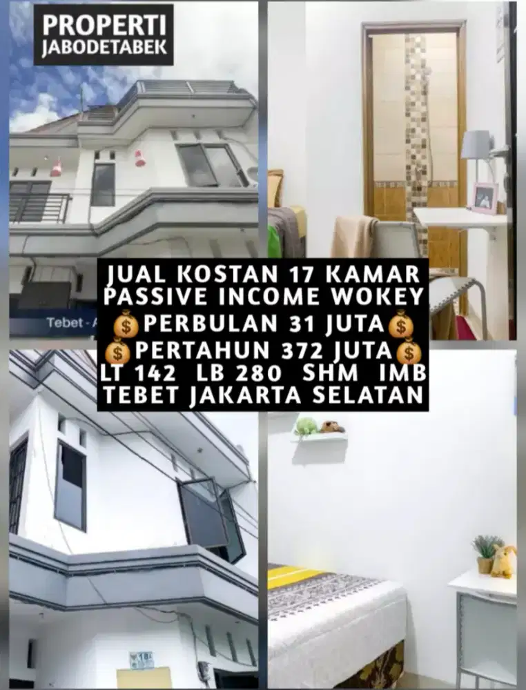 JUAL KOST KOSAN 17 KAMAR DI ASEM BARIS TEBET JAKARTA SELATAN
