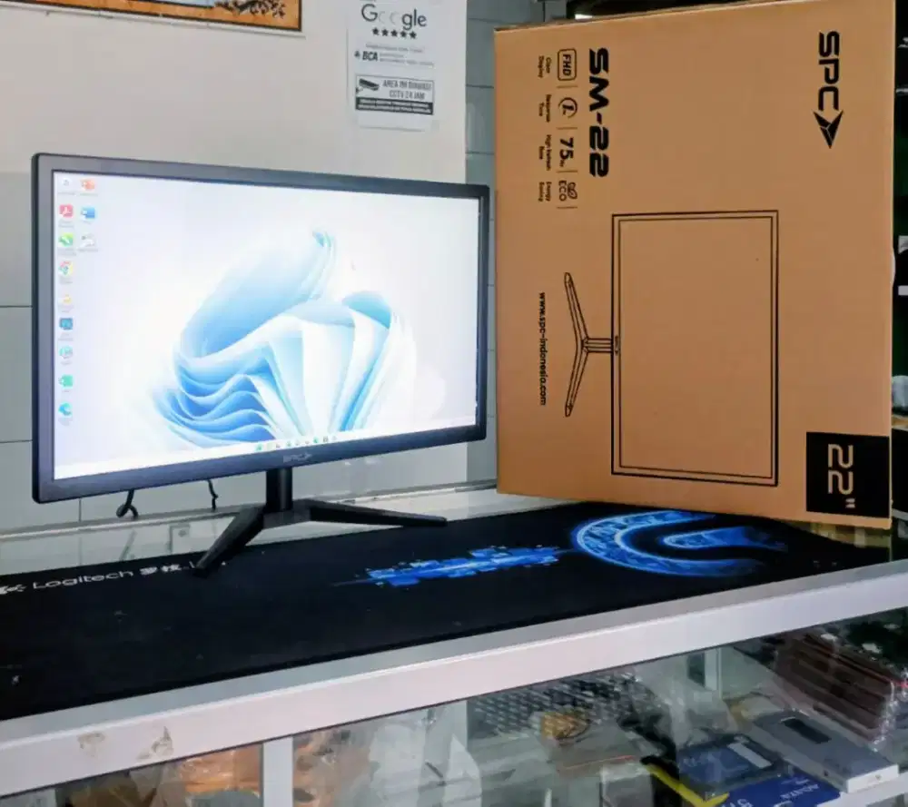 LED MONITOR 22INCH SPC SM-22 75HZ FHD PORT VGA & HDMI BARU