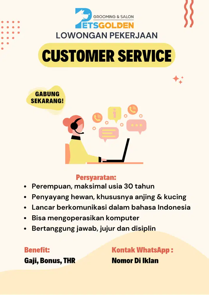 Lowongan Kerja Customer Service Pets Grooming