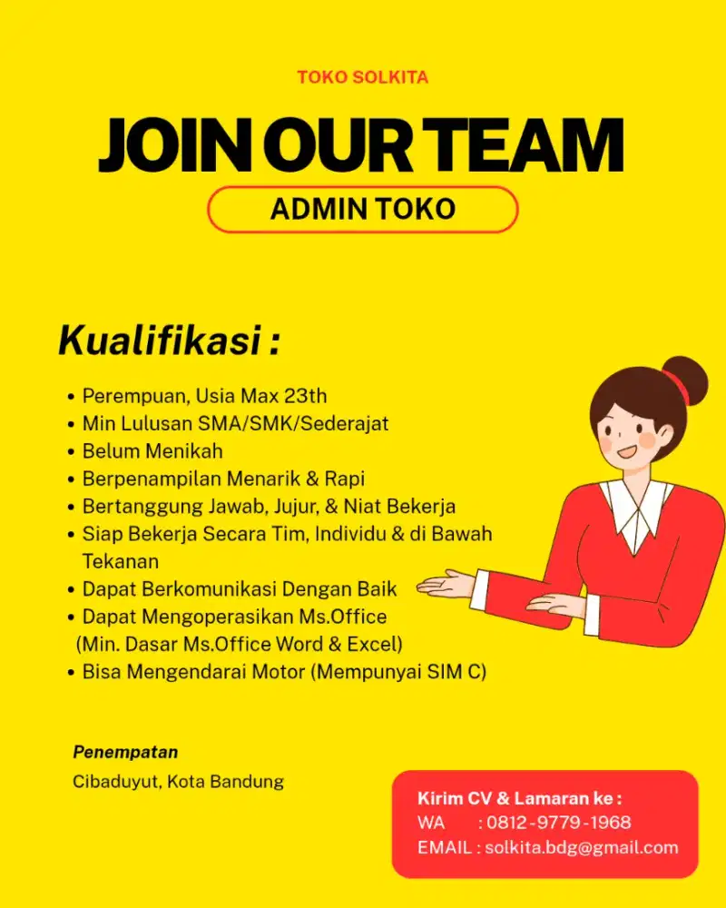 Lowongan Kerja ADMIN TOKO