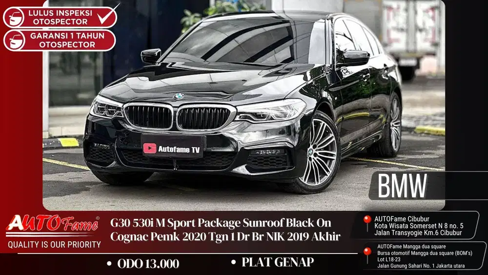 BMW G30 530i M Sport Package Sunroof Black On Cognac Pemk 2020 Tgn 1 D