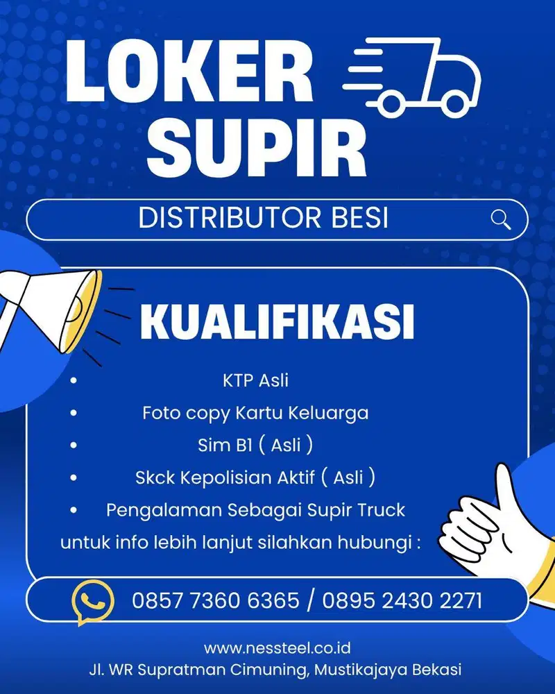 LOWONGAN DRIVER TRUCK