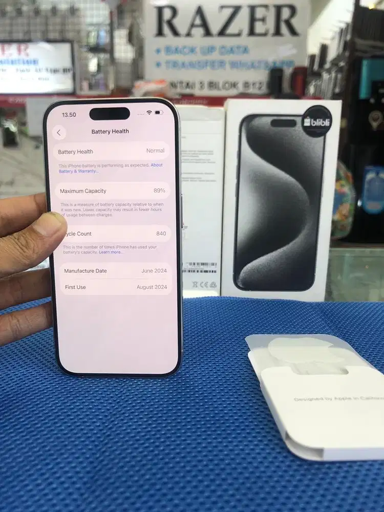 Jual iphone 15pro 128gb kondisi mulus bgt kelengkapan ori ibox
