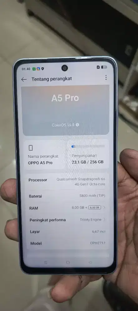 Oppo A5 Pro . 8+8/256 . Hp + Casan
