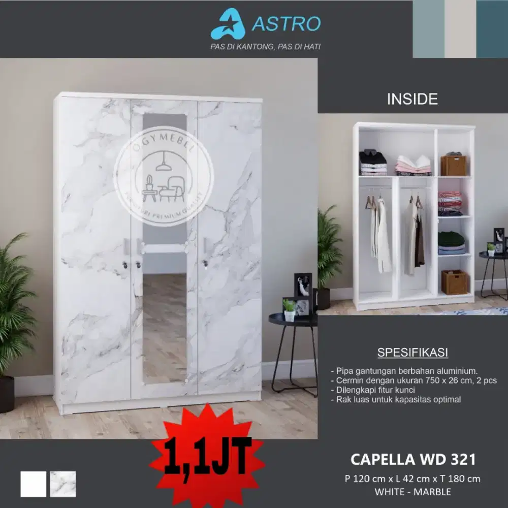 READY LEMARI PAKAIAN 3 PINTU TERMURAH TERLARIS SALE