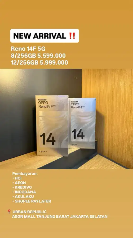 OPPO RENO 14F 5G CICILAN HOME CREDIT