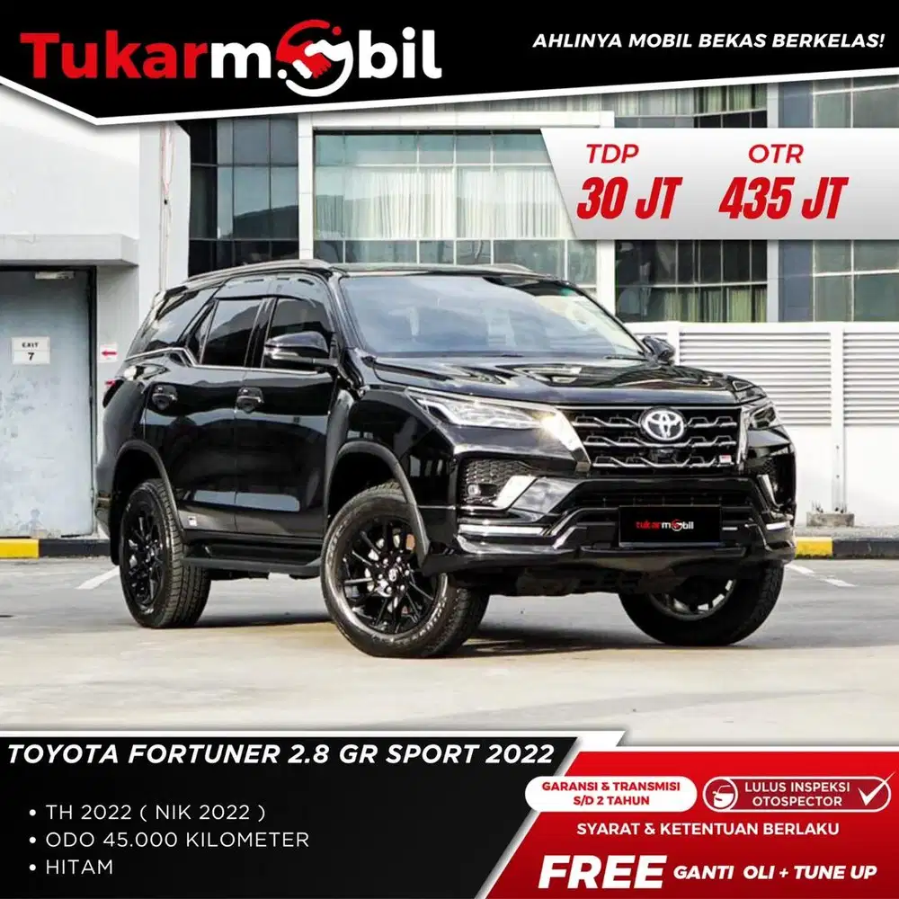 [BERGARANSI] TOYOTA FORTUNER 2.8 GR SPORT MATIC TAHUN 2022 PAJAK HIDUP