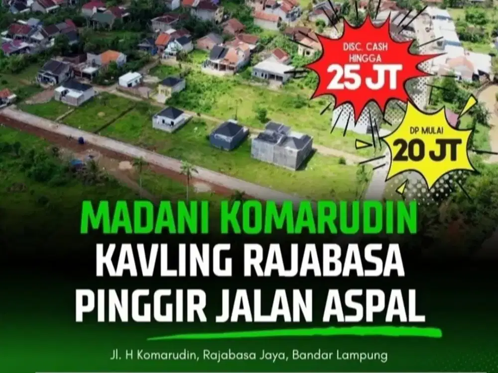 TANAH KAVLING MURAH PINGGIR JALAN H KOMARUDIN RAJABASA JAYA B LAMPUNG