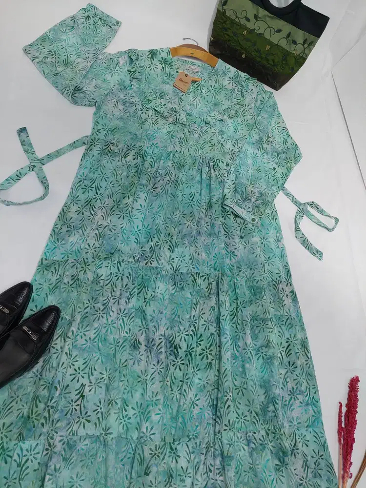 Gamis Batik Hijau Cerah Solo