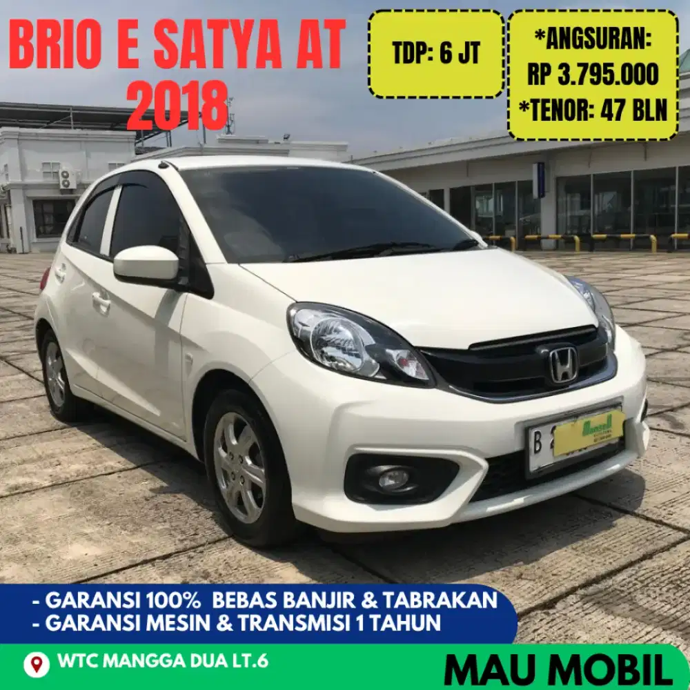 TDP 6JT, Brio E Satya 1.2 At 2017/2018/2019 Putih, KM 70rb