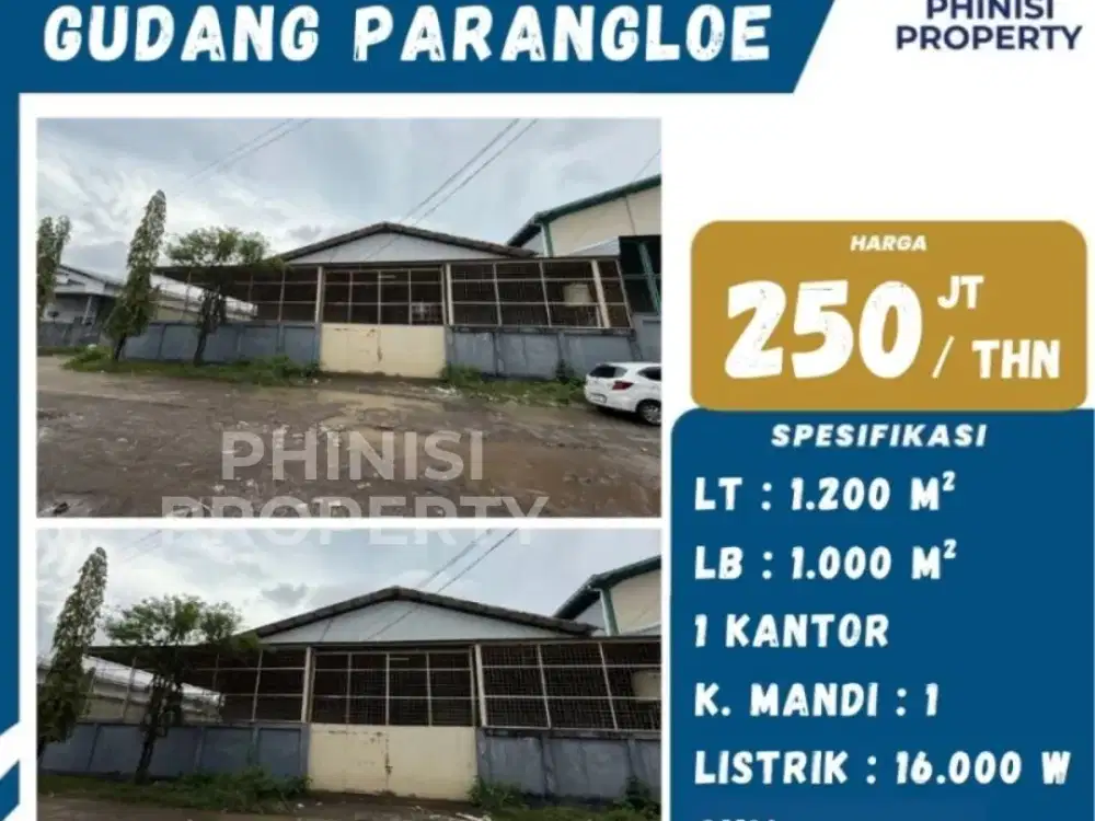 DISEWAKAN GUDANG DI PARANGLOE COCOK BUAT BUKA USAHA ATAU KANTOR