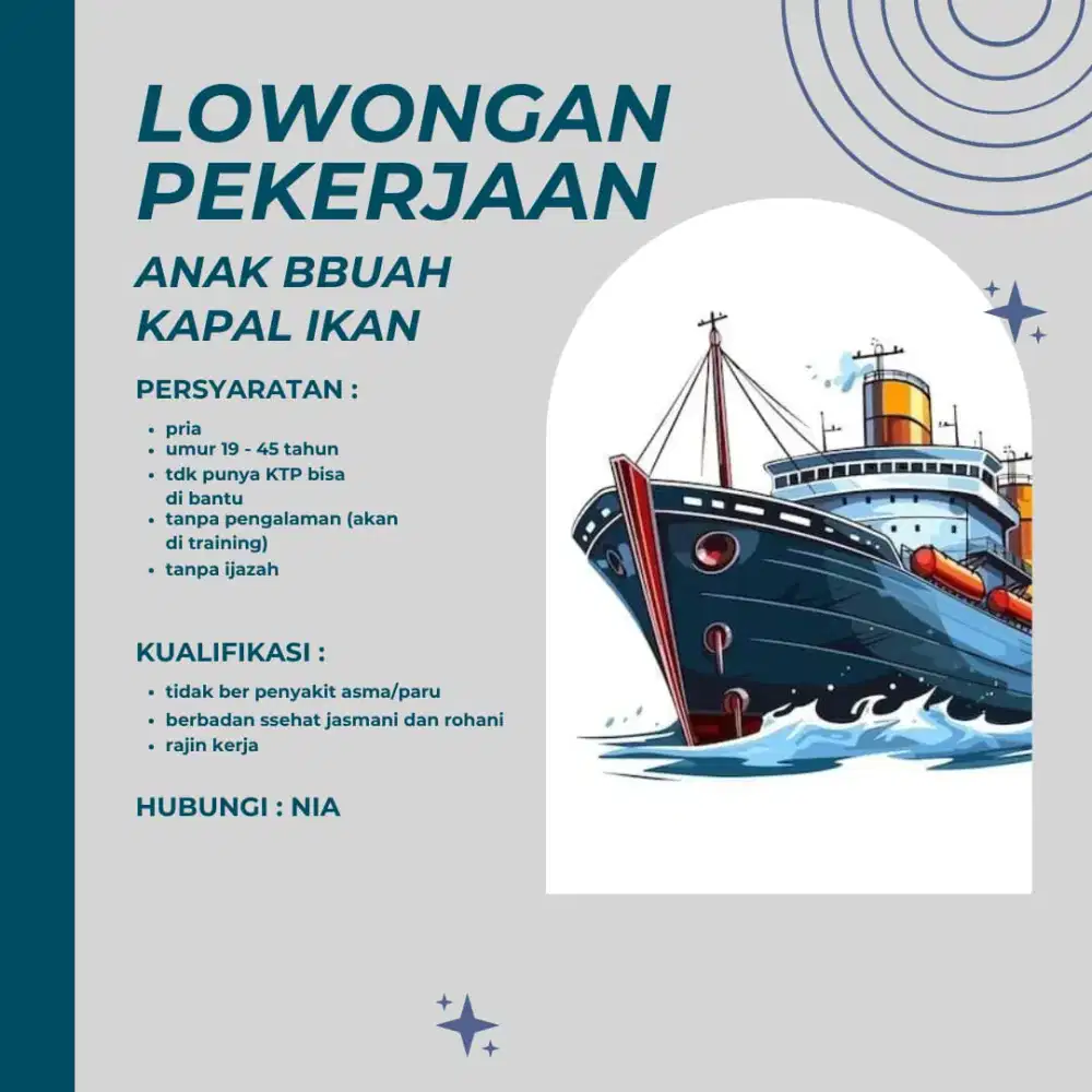 Loker ABK kapal (Sukoharjo) Nia
