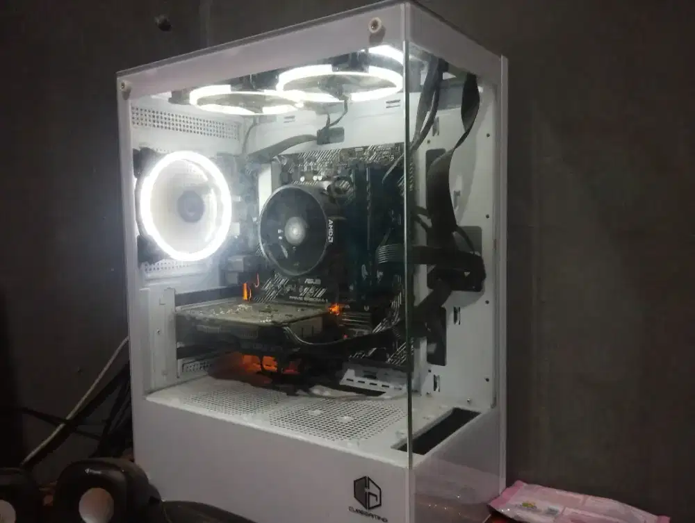 pc rakitan second + monitor, mose, webcam