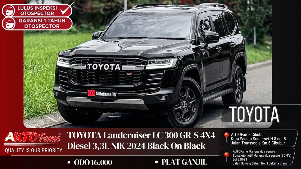 Toyota Landcruiser LC 300 GR-S 4X4 Diesel 3,3L NIK 2024 Black On Black