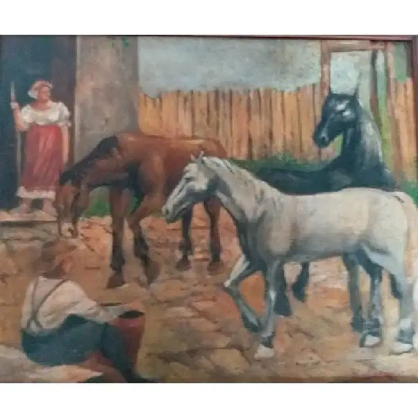 Lukisan antik Master of oil panting DJARAN karya Pelukis Italy R.Locot