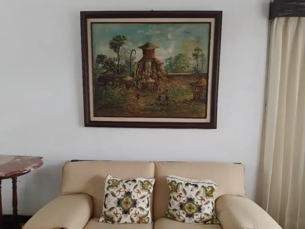 Lukisan Kusmana, Pura dan Putri oleh Kusmana, Oil on Canvas