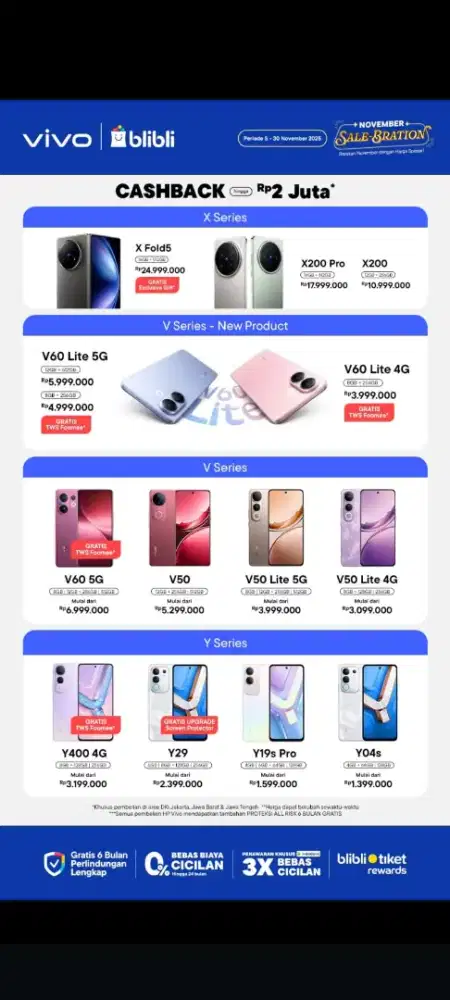 Vivo V60 5G cicilan homecredit 0% free 2x