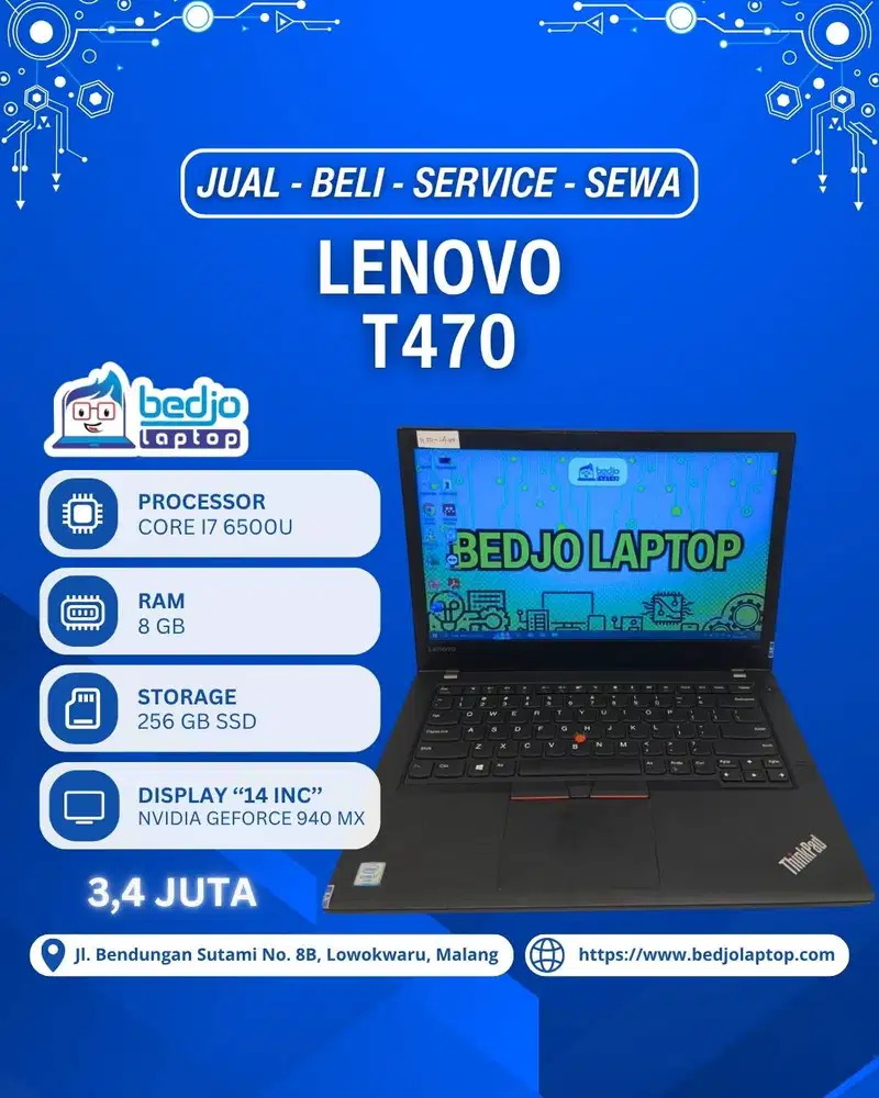 LENOVO T470 TERHANDAL !, TOKO LAPTOP MALANG TERLENGKAP