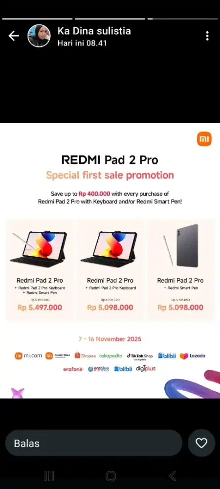 Redmi pad 2pro cicilan homecredit 0% free 2x