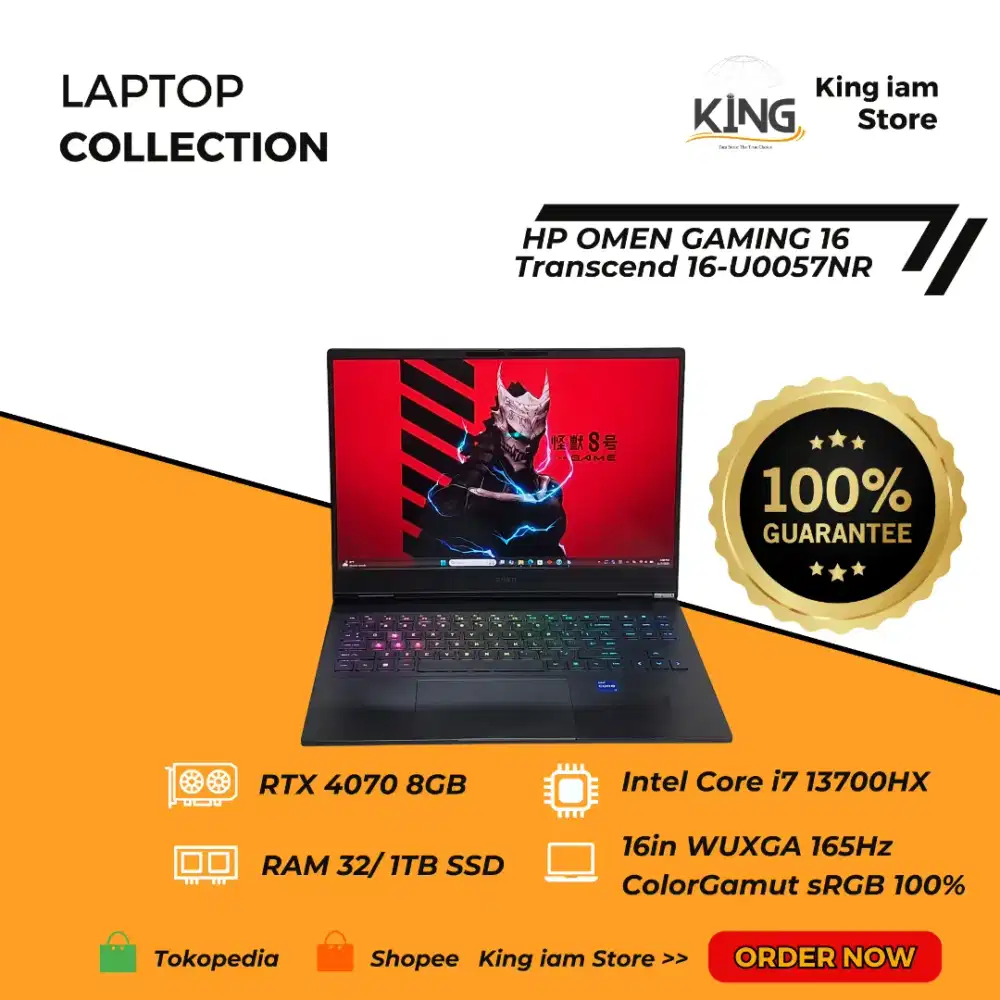 HP OMEN GAMING 16 INTEL CORE i7 13700HX RTX 4070 RAM 32GB SSD 1TB