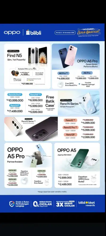 Oppo A6pro 5g cicilan homecredit 0% free 2x