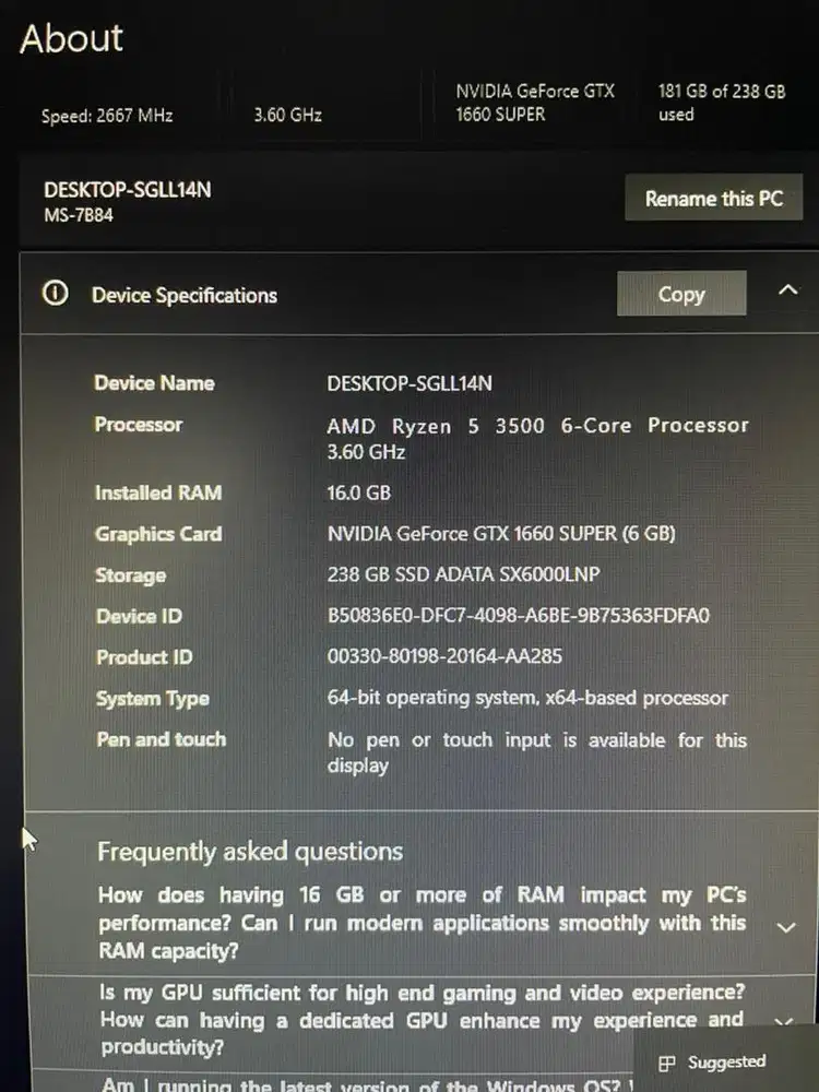 Komputer specs lumayan buat gaming pc