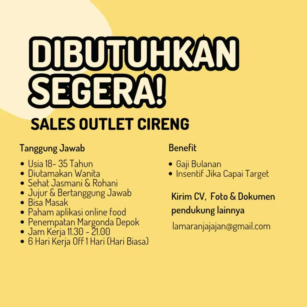 Lowongan Jaga Kios Cireng