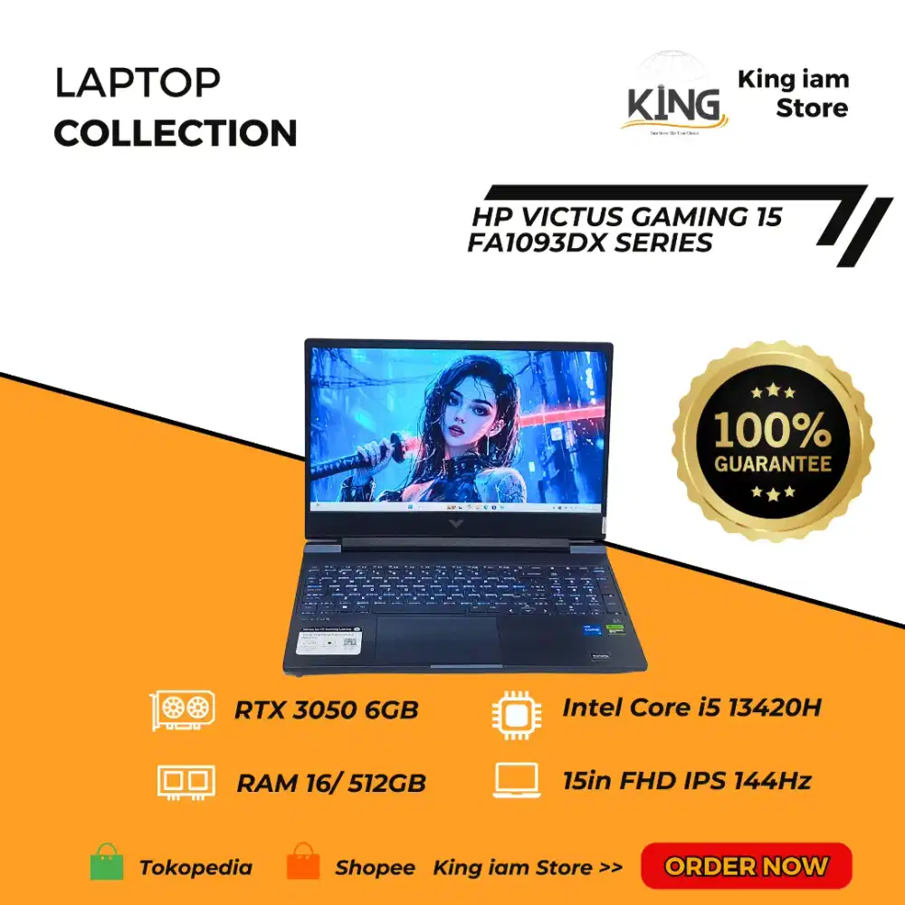 Laptop Gaming HP Victus 15 i5 Gen 13 RTX 3050 6GB 16/512GB FHD 144Hz