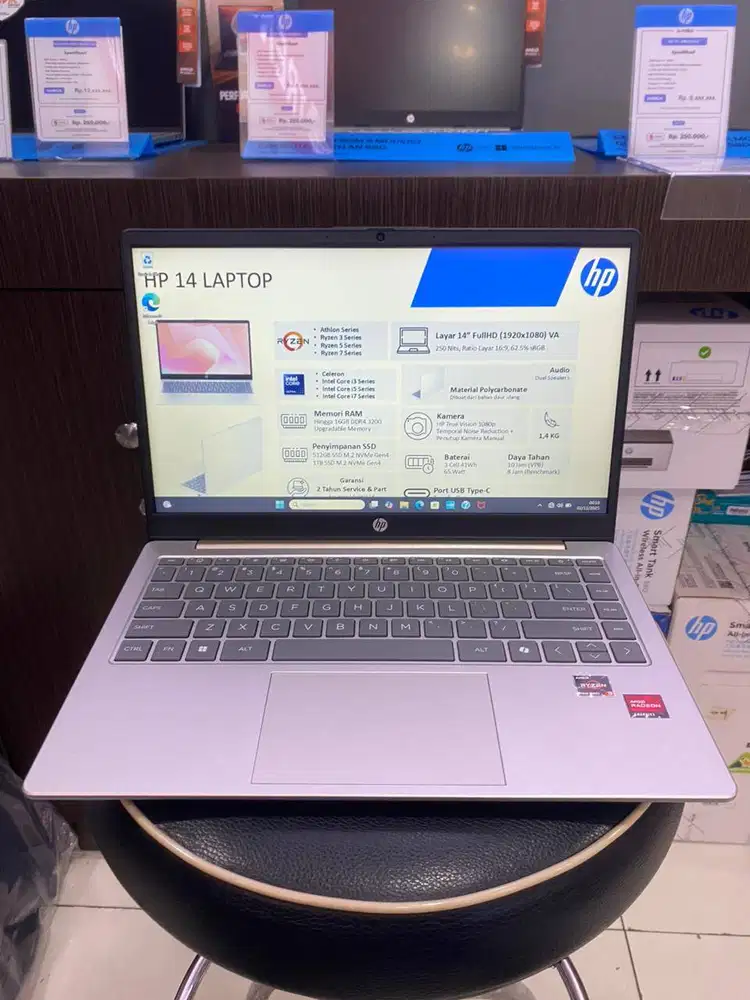 HP 14-EM0018AU Ryzen 5-7530U/8GB/512GB SSD/14″ FHD/Win 11 Home+OHS 202