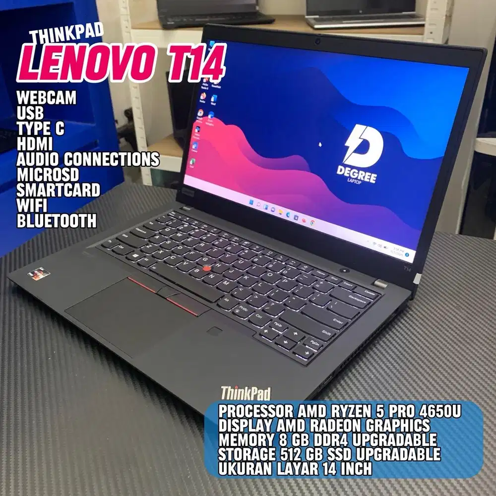 Laptop Lenovo Thinkpad T14 AMD Ryzen 5 Pro 4650U Ram 8 GB Ssd 512 GB