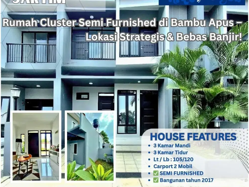 Rumah Cluster Semi Furnished di Bambu Apus Jakarta Timur – Lokasi Strategis & Bebas Banjir! DD296