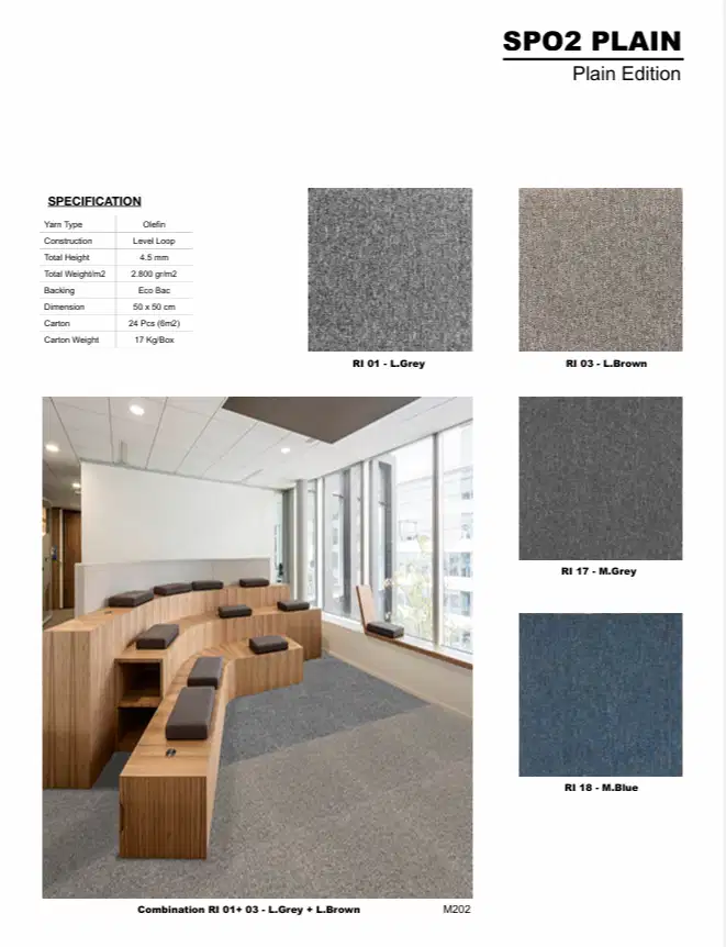 Karpet King SPO2 Lines Edition 50cm x 50cm Karpet Tile Olefin untuk Ru