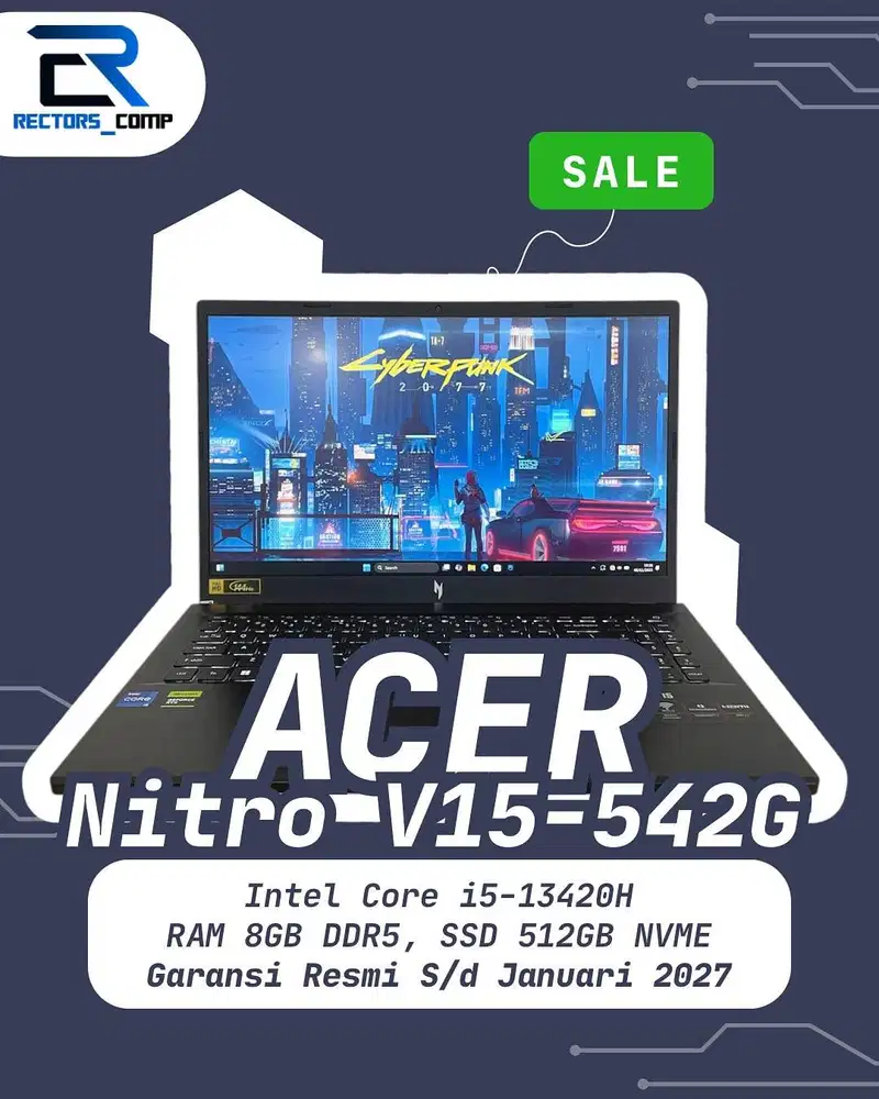 ACER Nitro V15-542G - RTX 2050, GARANSI RESMI S/d JANUARI 2027