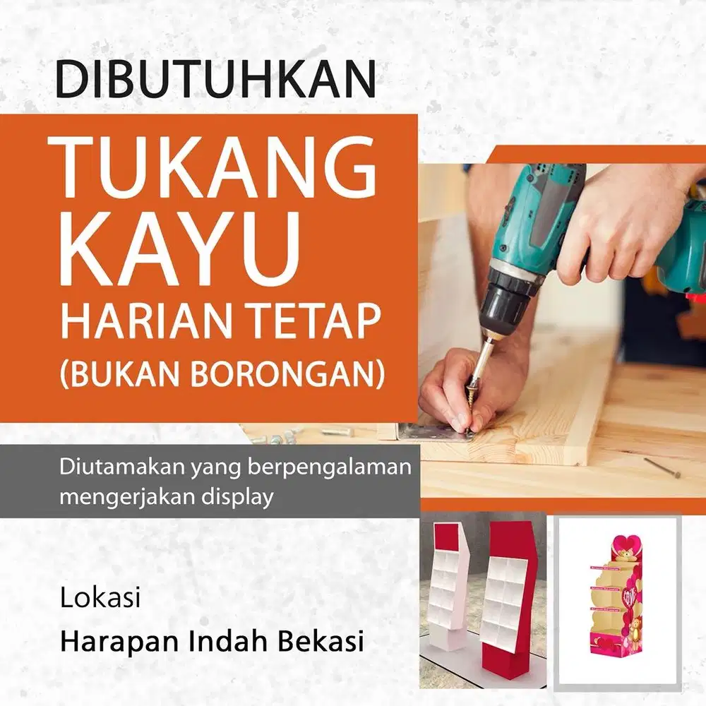 Dibutuhkan tukang kayu harian tetap