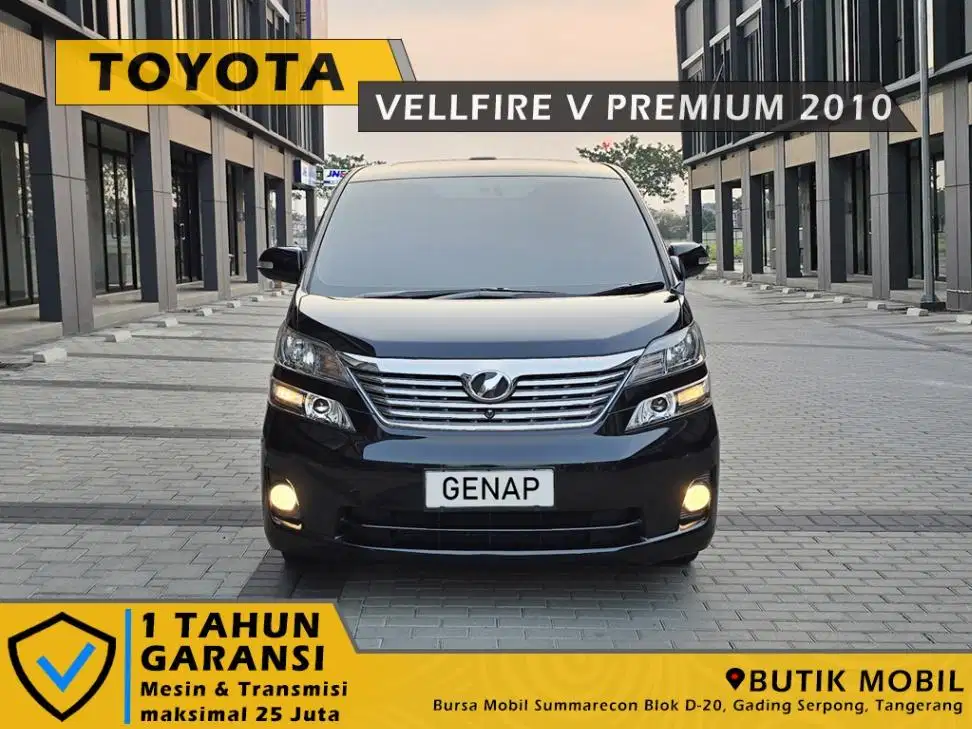 Vellfire V 2.5 AT 2010 Hitam. Low Odo 56rb