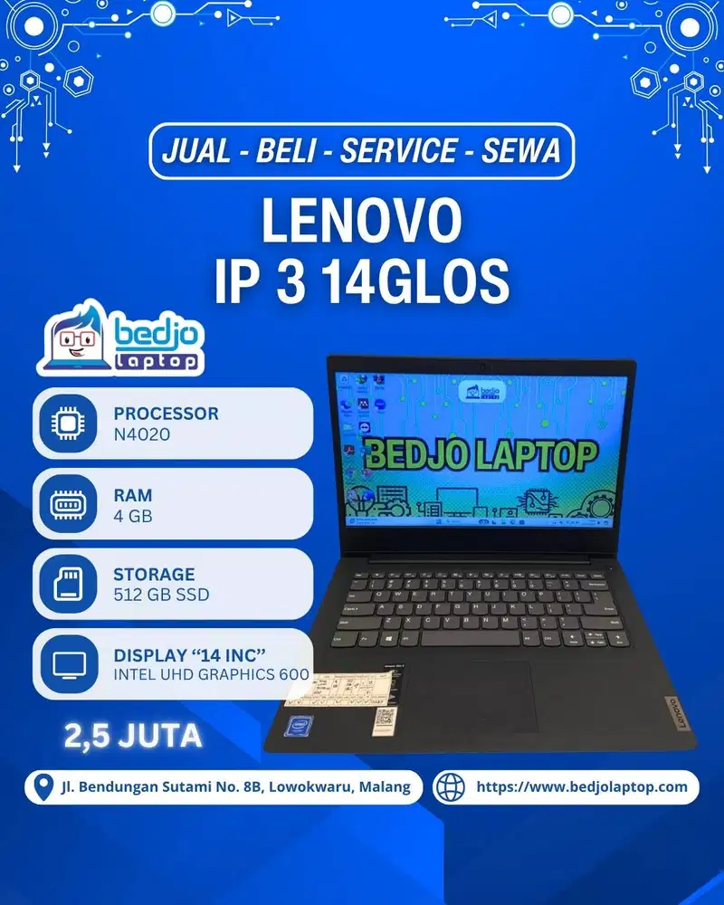 LAPTOP LENOVO IP 3 14GLOS TERLARIS!, LAPTOP LENOVO SECOND TERBAIK