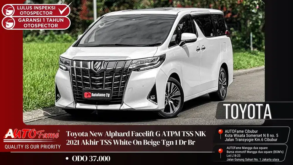 Toyota New Alphard Facelift G ATPM TSS NIK 2021 Akhir TSS White On Bei