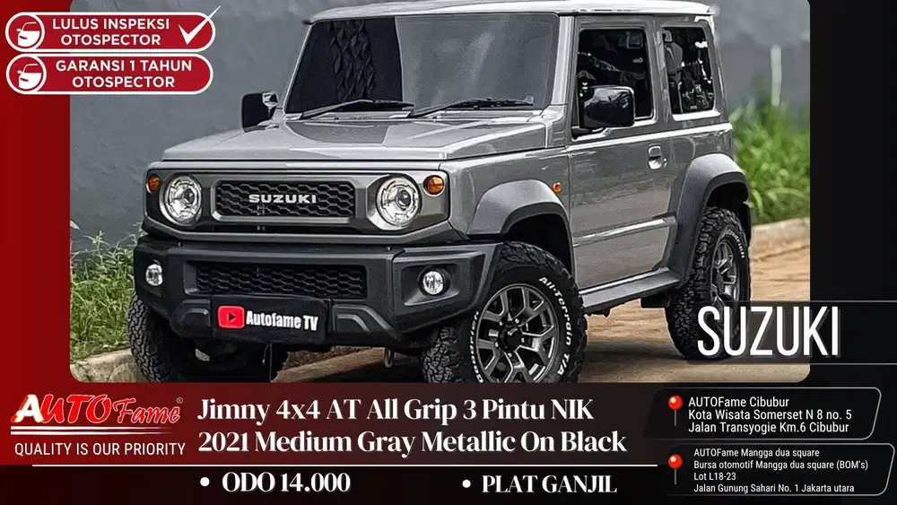 Suzuki Jimny 4x4 AT All Grip 3 Pintu NIK 2021 Medium Gray Metallic On
