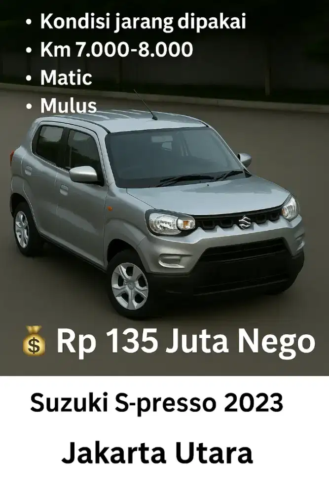 Suzuki S-Presso 2023 Abu-Abu Matic – KM 7Rb, Mulus Seperti Baru (Nego)