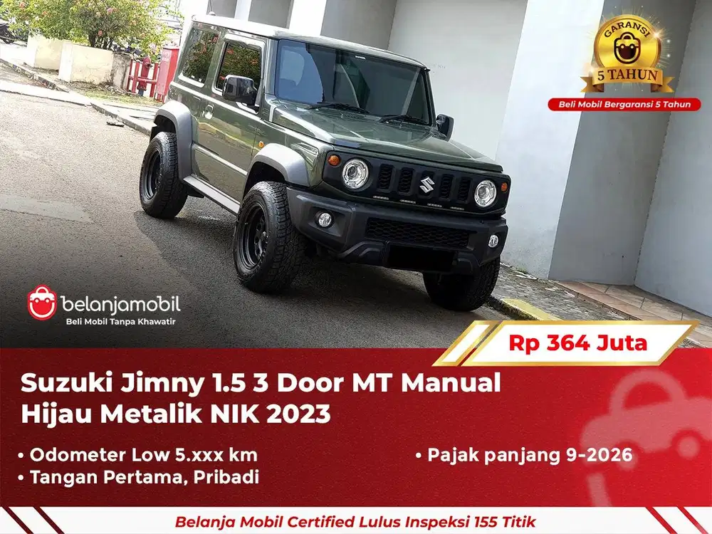 [ GARANSI 5TH ] Suzuki Jimny 1.5 3 Door MT Manual Hijau 2023 2024