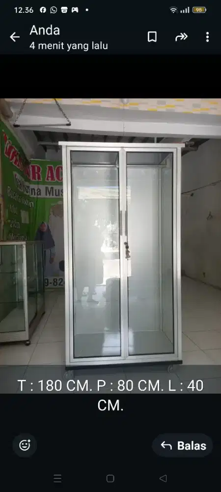 Jual Borongan 03 lemari pakaian kaca 05 MM dan 02 Etelase.