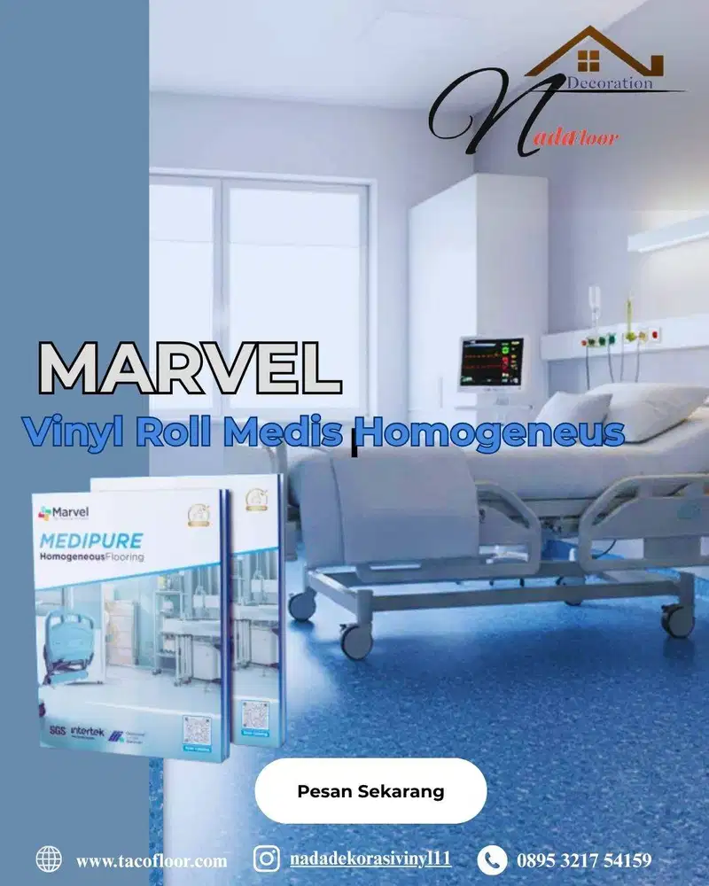 karpet lantai vinyl roll medis marvel medipure tebal 2 mm anti bakteri